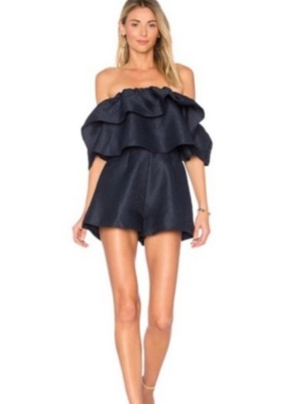 KEEPSAKE THE LABEL MAGNOLIA NAVY RUFFLE PLAYSUIT SIZE M NWT
